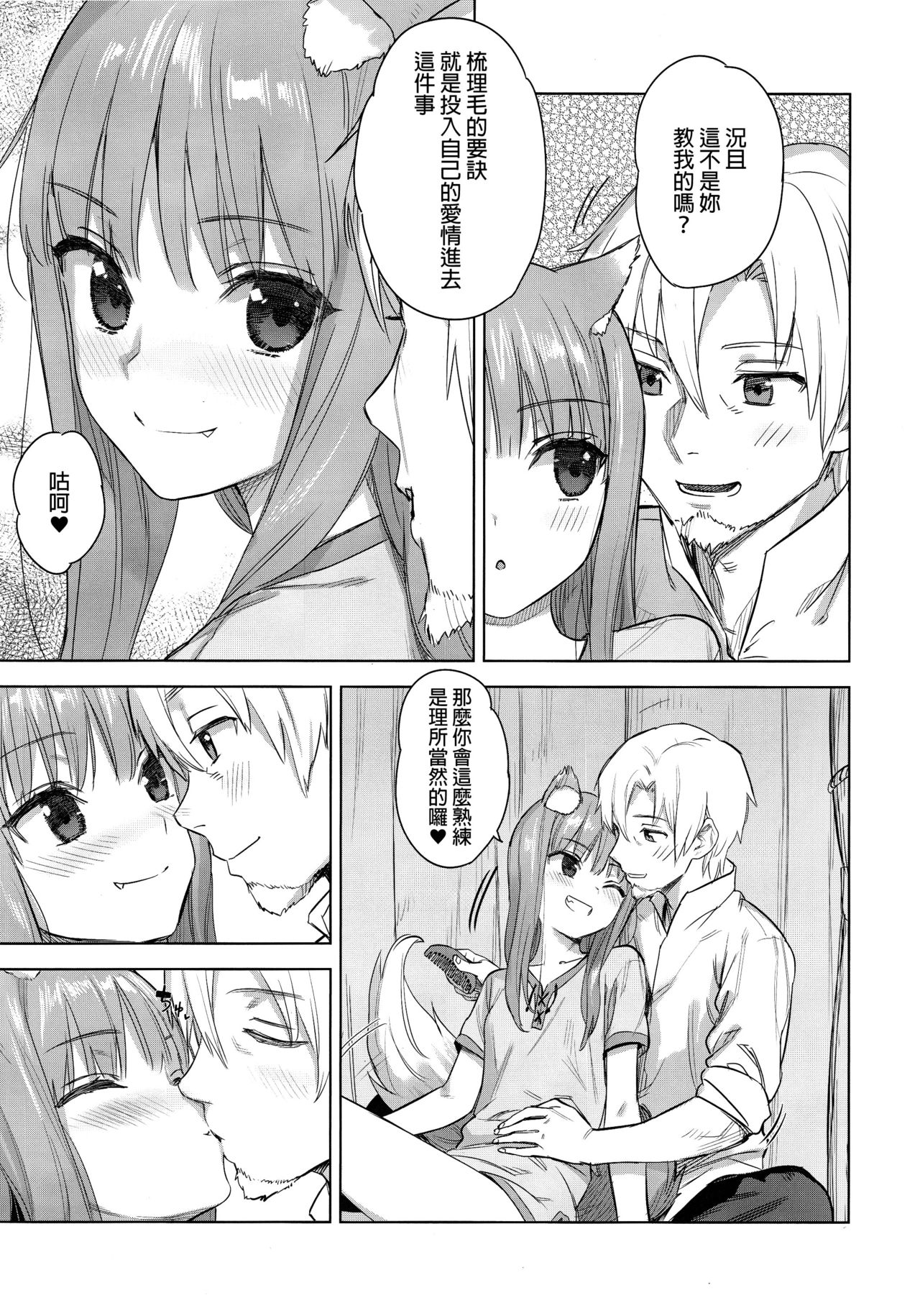 (C96) [Ajisaidenden (Kawakami Rokkaku, Takanashi Rei)] Wacchi to Shippori Kezukuroi Bon (Spice and Wolf)全集P4