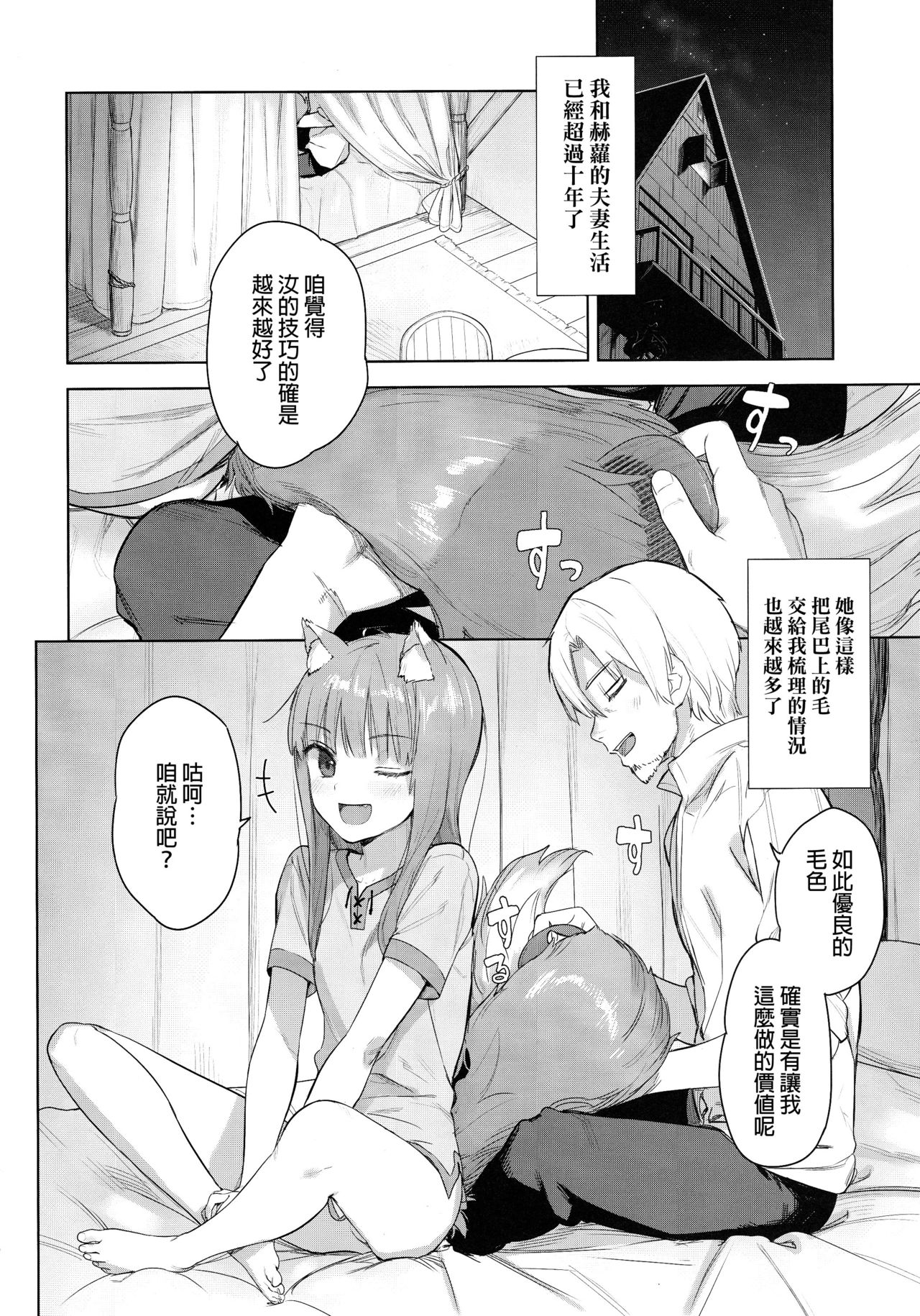 (C96) [Ajisaidenden (Kawakami Rokkaku, Takanashi Rei)] Wacchi to Shippori Kezukuroi Bon (Spice and Wolf)全集P3